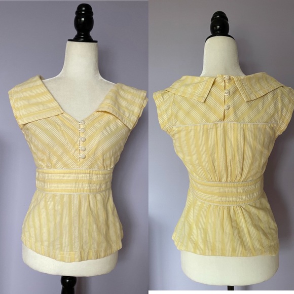 Anthropologie *Rare* Floreat Meridian Yellow Striped Top
. - Picture 2 of 7